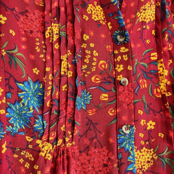 Anthropologie Maeve Size S Floral Viscose Longsleeve Top Shirt Tunic - Picture 6 of 10